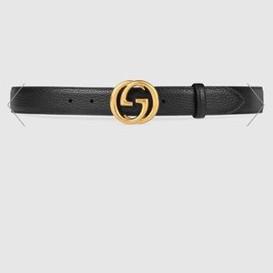 Gucci Gold Interlock Belt (Leather, Wide)